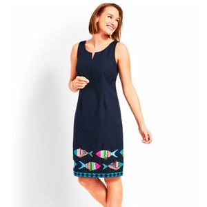 TALBOT EMBROIDERED FISH SHEATH DRESS - size 2 NWT